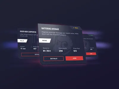 Challenge Card black card dark desktop esports game gaming mobile status tournament ui uiux ux web
