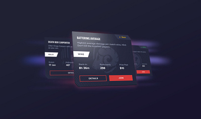 Challenge Card black card dark desktop esports game gaming mobile status tournament ui uiux ux web