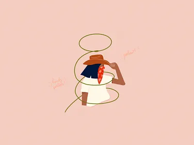 Saddlin' Up For Social Distancing bandana character character illustration covid19 cowboy cowgirl face mask flat flat illustration hand lettering illustration illustration digital ipad pro lasso procreate retrosupply social distancing texture western yeehaw