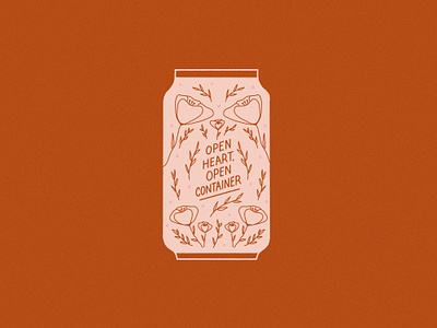 Walking Scott Street, feeling like a stranger beer beer can can flat illustration flat illustrations floral flowers illustration ipad pro lettering lyrics open container open heart phoebe bridgers procreate scott street texture