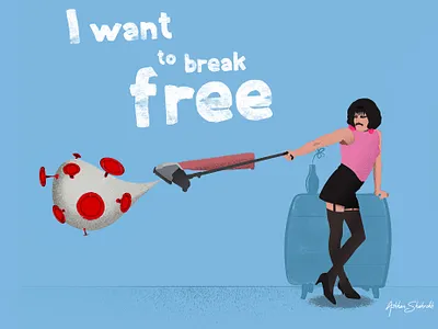 I Want to Break Free From Corona! covid19 freddie mercury illustration illustrator art queen vector