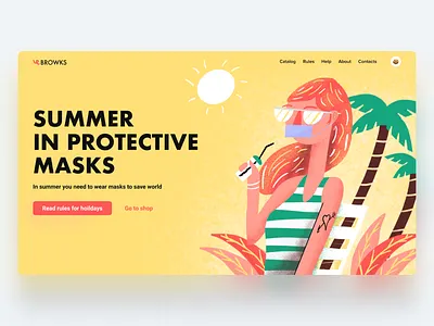 Future summer covid design future hero page holidays illustration interface mask protective shop summer ui web