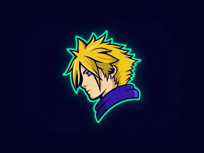 Cloud 2d cloud cloud strife esports final fantasy 7 finalfantasy flat gaming logo logodesign minimal video game video games