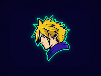 Cloud 2d cloud cloud strife esports final fantasy 7 finalfantasy flat gaming logo logodesign minimal video game video games