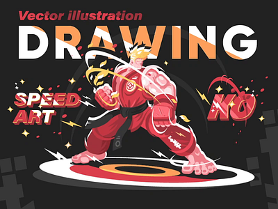 Karate man in kimono - Speed Art Drawing vector illustration art drawing firghter flat illustration karate kit8 man process sport timelapse vector video