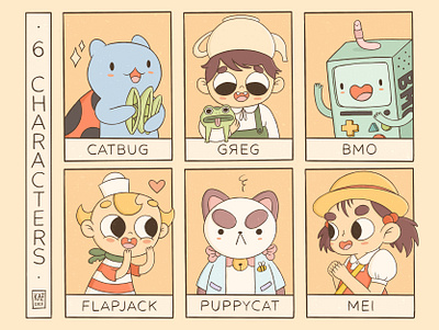 Six Fan Arts Challenge adventure time bmo bravest warriors cartoon network cat illustration catbug character design fanart frog ghibli illustration kidlit over the garden wall procreate puppycat sixfanartschallenge