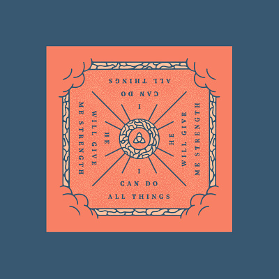 He will give me strength art bandana blue clouds design god holy spirit illustration jesus peach procreate red stipple texture trinity vintage