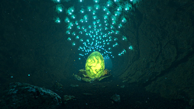 Cave 3d cave egg illustration lights underwater