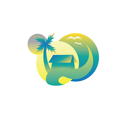 Vector Island colorful illustration illustrator island palm trea seagull sun tropical vector