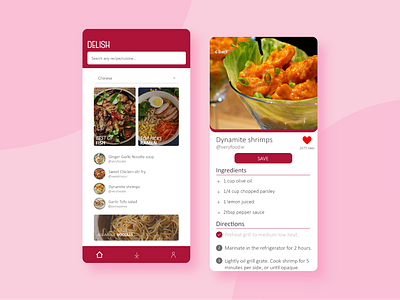 Delish App UI app design flat illustrator ui vector