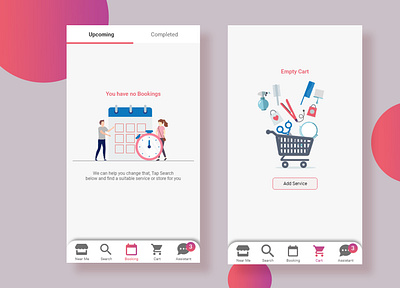 Empty states for booking and cart booking booking app empty booking empty cart emptystate salon salon app