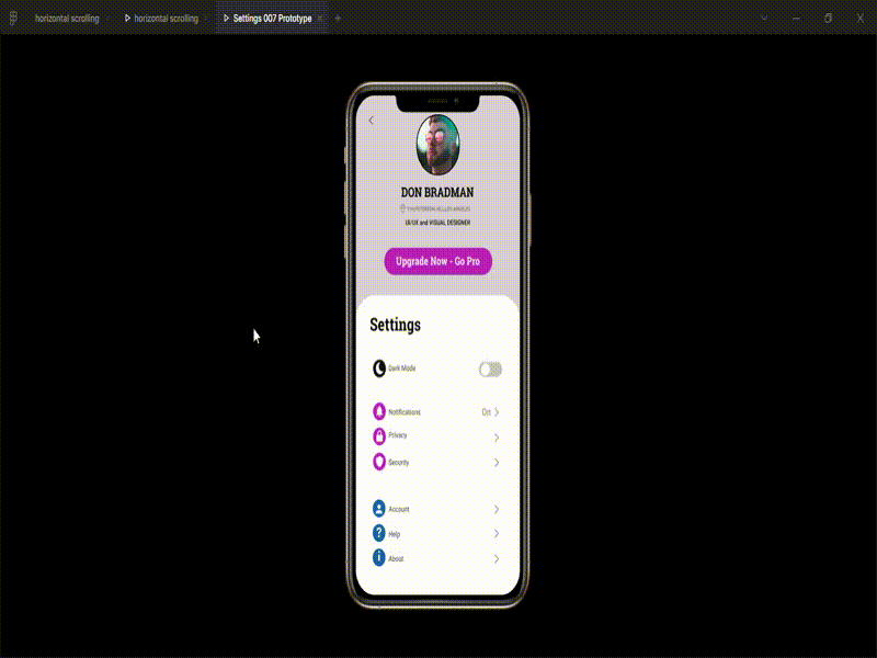 Settings 007 Prototyping 007 dailyui