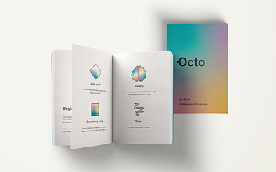 Octo CBD Booklet Layout booklet brand identity branding cannabis cbd cbd logo design gradient guidebook icon iconography layout layout exploration layoutdesign logo typography