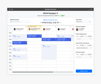 Scheduling UI calendar product design