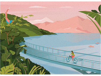Sun Moon Lake Landscape design illustration illustrator ui vector vector illustration