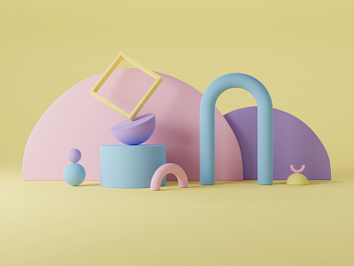 3D Shapes Exploration 3d abstract art blender blendercycles colors concept design geometic illustration objects pastel colors rendering shape elements