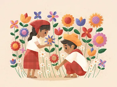 Virtual Garden dribbbleweeklywarmup filipino floral garden illustration weeklywarmup