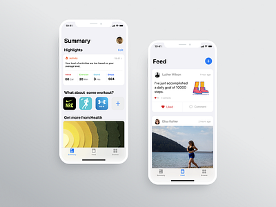 Health mobile app from Apple boosted up app apple dailyui dailyuichallenge design exercises feed fit fitness health health app healthcare mobile ui ux
