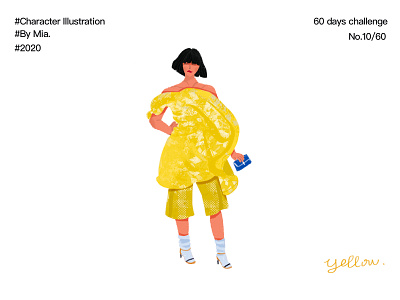 The 60-day character illustration challenge No.10/60 art character colour design drawing girl illustraion pencil sketch visual design yellow