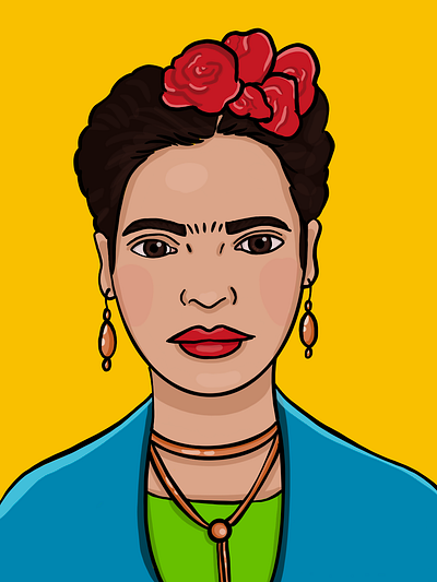 Frida Kahlo cartoon illustration character design feminist art flat design flat illustration frida frida kahlo illustration illustrative line drawing portrait portrait illustration procreate procreate art