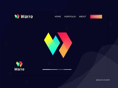 warro (W) Letter Logo Design abstract abstract art app icon arrow logo branding concept creative logo designer gradient letter design letter logo logo mark logo marks marketing modern monogram symbol w w letter w logo