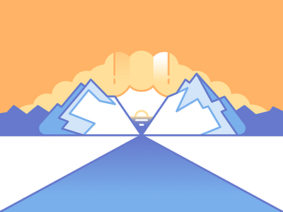 Pencil Landscape affinity affinitydesigner blue clouds design designer flat flat design illustration landscape moutain orange pencil sun vector