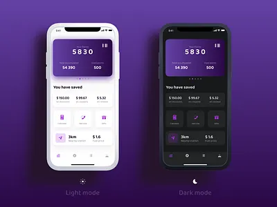 Loyalty Card Light and Dark Mode app design card cards ui dark mode dark theme ios app design iphone app iphonex light mode loyalty app loyalty card mobile app mobile app design mobile design mobile ui