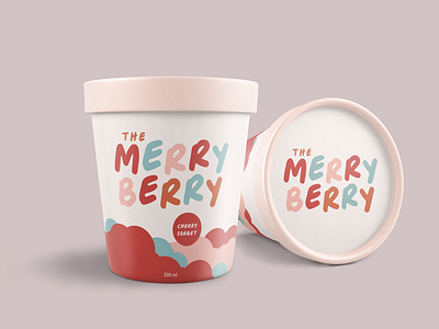 Packaging Design - Merry Berry Sorbet branding design dessert flat food design food packaging friendly font hand lettered logo ice cream illustration lettering logo package design packaging packaging design playful sorbet sweets typography vector