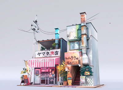 Tokyo Storefronts 3d artist ghibli illustration japan makoto shinkai mateusz urbanowicz memories storefronts tokyo travel watercolor your name