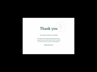 Senmeisa - thank you card brand brand identity design jewellery jewellery brand logo print serif thank you thank you card typography
