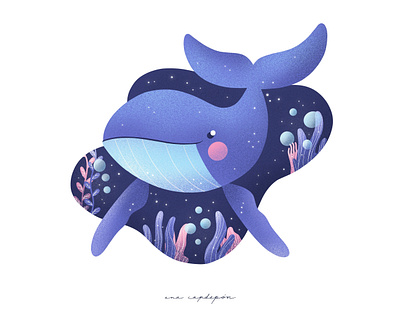 Happy little whale animal illustration childrens illustration design flat graphic design illustration procreate