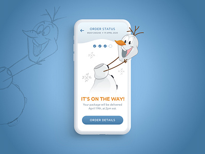 Order Status | Olaf UI disney frozen illustration olaf order status sketch sketching ui