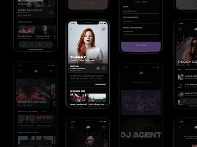 ID Booking App app app design apple application black deejay dj ios techno ui ux