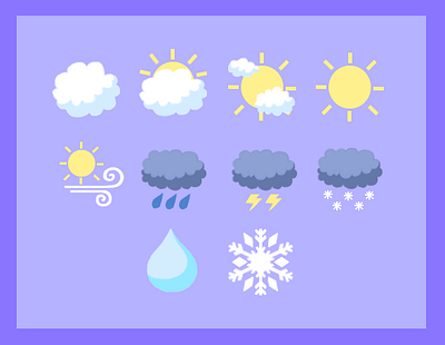 Weather Icons clouds cute art design icon illustration pastel weather weather icon web