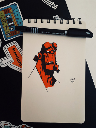 Hellboy artwork character concept character design character illustration drawingart illustration movie pencil drawing pencil sketch sketchbook sketching studio