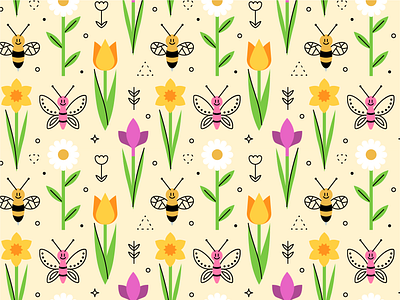 Spring pattern adobeillustrator art artwork colored design dribbble flat design illustration outline vector