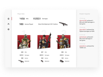 Apex Legend Score Dashboard apex legend app dashboard design minimal ui design weekend exercise