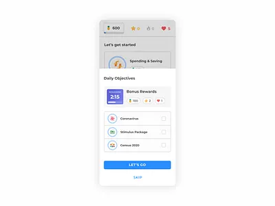 Daily educational objective coronavirus duolingo educational finance mobile app objective quiz rewards ui zogo
