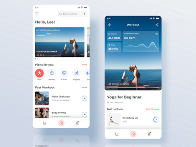 Workout App 🥊🤸‍♂🏋‍♀ casual challenge clean cool designjam elegant health mobile simple sport ui ux workout