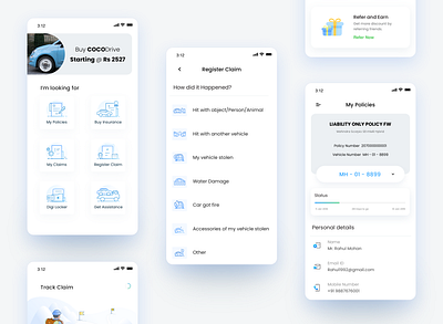 Insurance app Wireframe bike buy insurance car design digital dribbble flat health illustration insuracce my policy onboarding outline refer and earn track claim ui vehicle wireframes xcarbon