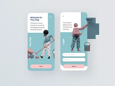 TinyTidy app concept dailyui housecleaning interfacedesign ui