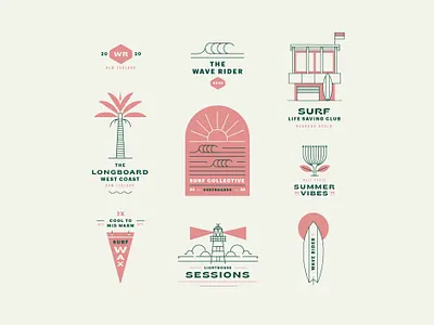 Surf Logos branding icon illustration logo minimal monoline new zeland surf vector