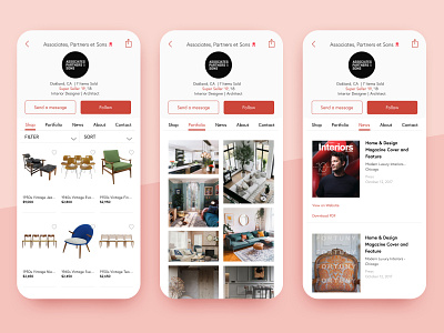 Shops & Designers on Chairish app chairish collection collections e commerce furniture gallery ios items mobile news portfolio products sell shops