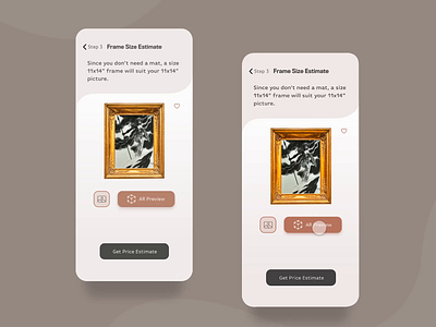 AR app for custom frame shop adobe xd animation app design augmented reality frame product design ui xd design