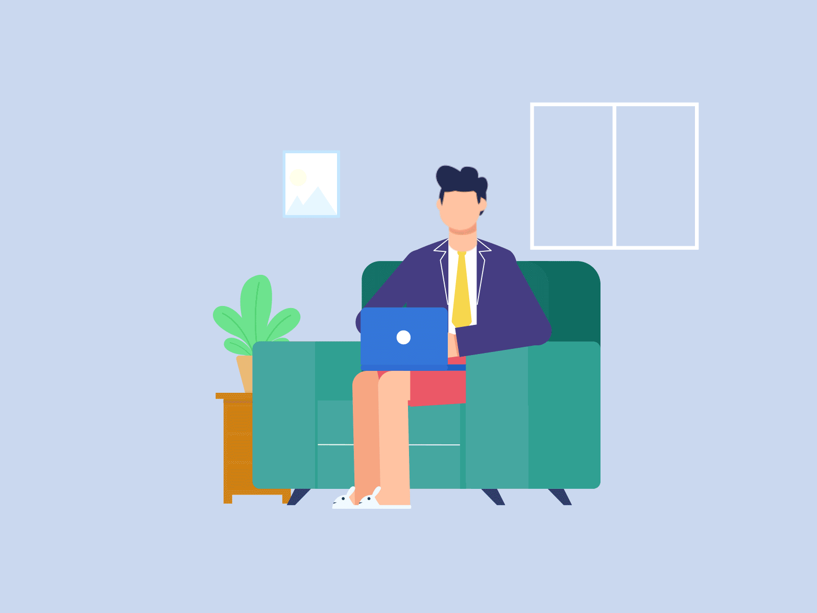 WFH | Quarantine animation character coronavirus couch covid 19 home illustration laptop lockdown office relax stayhome tired