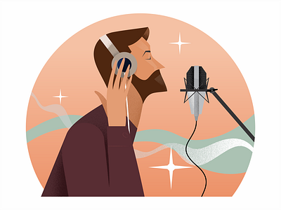 Singer digital flatcolors illustraion vector