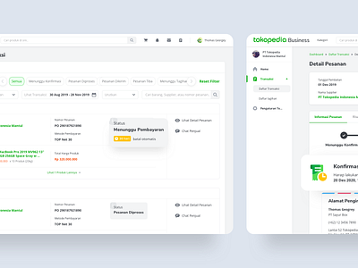 Tokopedia Business - Buyer Order Management b2b clean ui flat order management ui ux website design