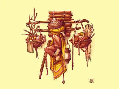 Street Vendor - Hanoi, Vietnam asia character illustration illustration art lantern sketch street vendor vietnam