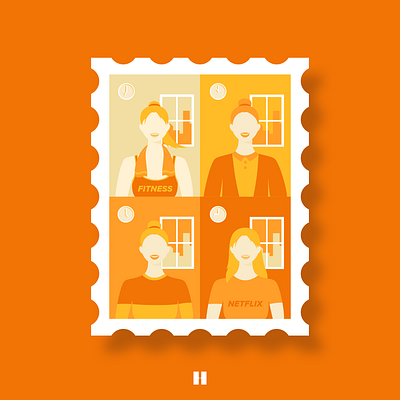 Social Distancing Life coronaart covidart graphic design illustration illustrator lockdown lockdownlife orange orangecolor orangepalette quarantine quarantinelife stamp stampillustration vector