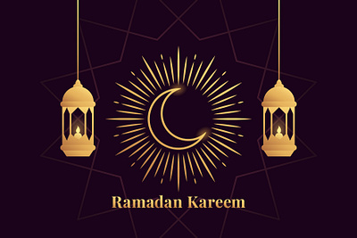 Ramadan Kareem adha al fitr arabic background crescent design eid mubarak festive gold golden greeting illustration islamic lamp lantern light moon ramadan kareem raya rays